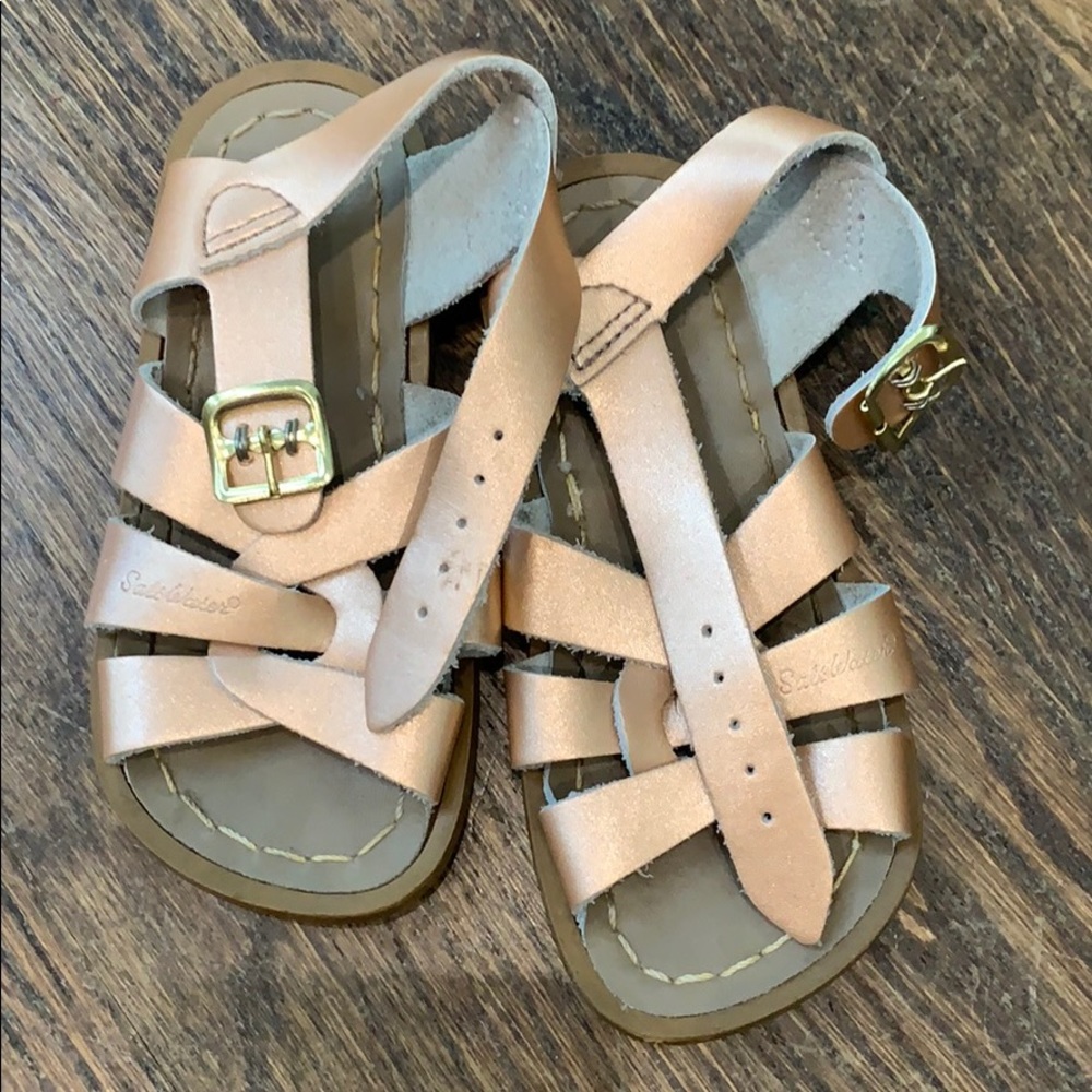 Rose gold sandals. Saltwater brand